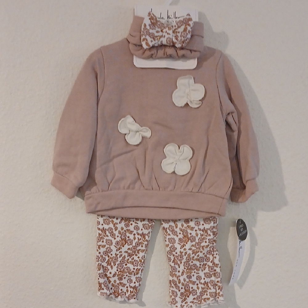 Nicole Miller Tan and Cream Baby Outfit